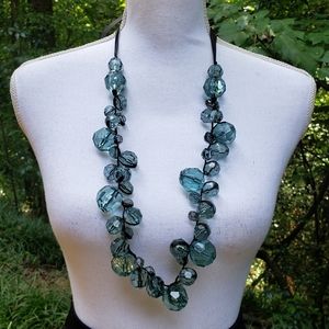 ACRYLIC Bubble Necklace Beads Ice Blue Adjustable Length